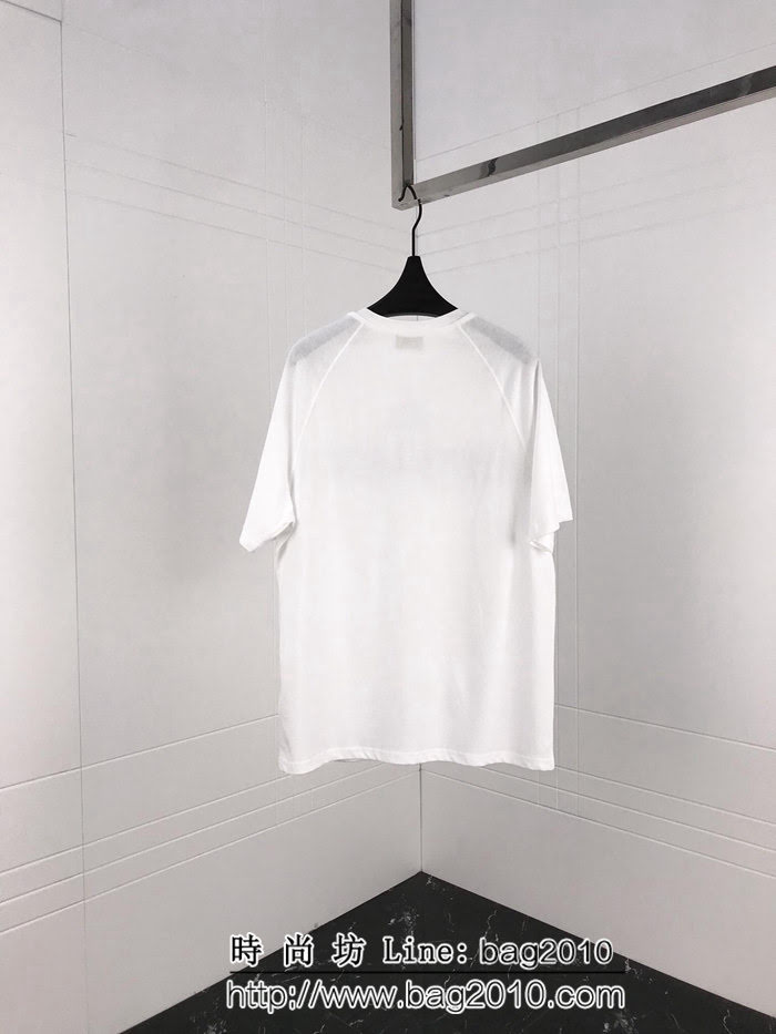 FENDI芬迪 19ss roma系列 定制立體矽膠 定制復古織帶 ins爆款 白色男短袖 ydi2117